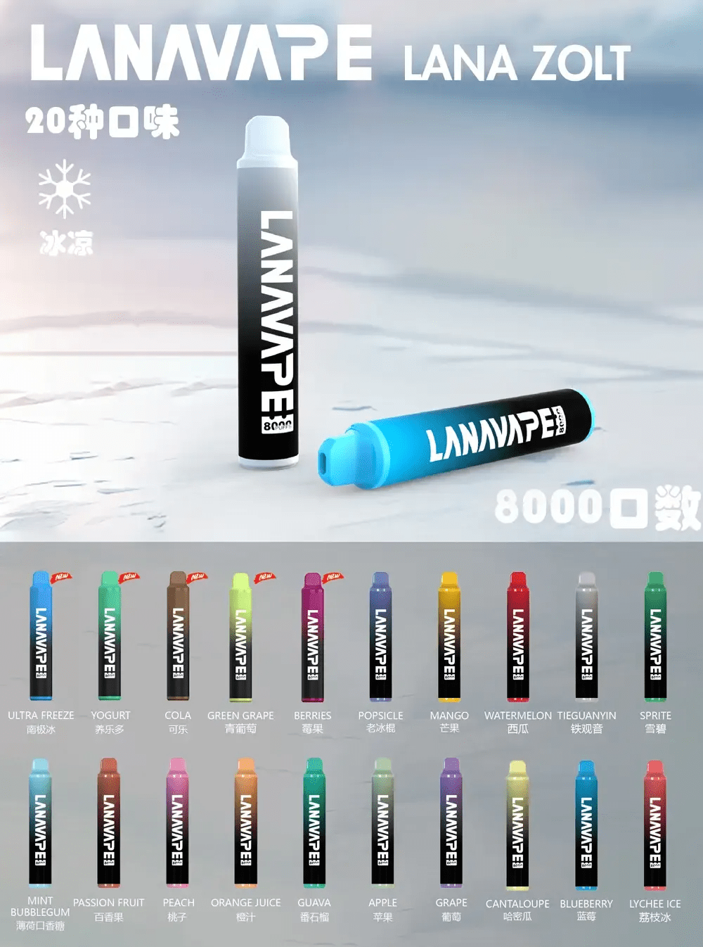 LANA 8000 PUFFS 拋棄式一次性電子煙