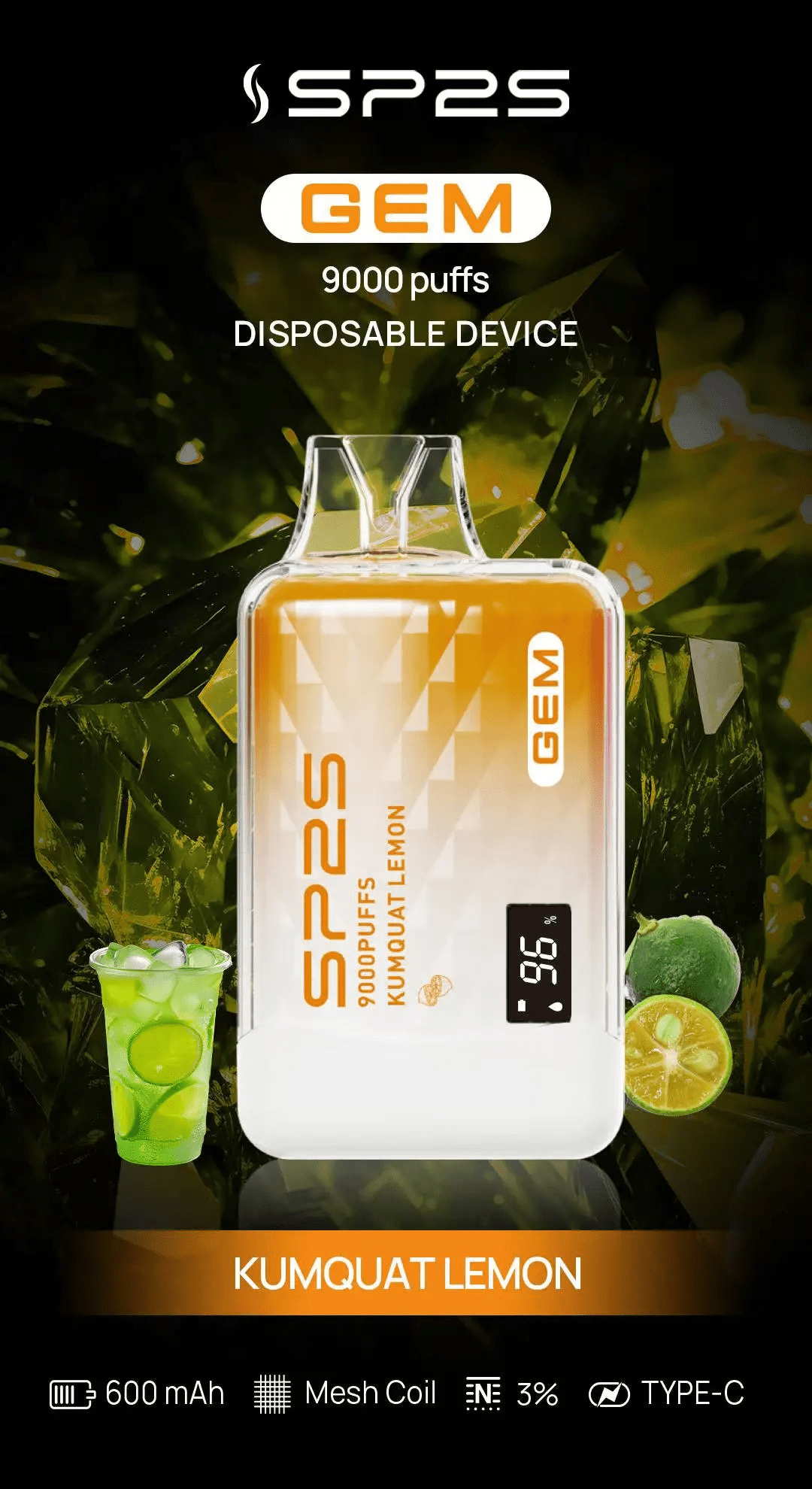 SP2S GEM 9000 PUFFS 拋棄式電子煙