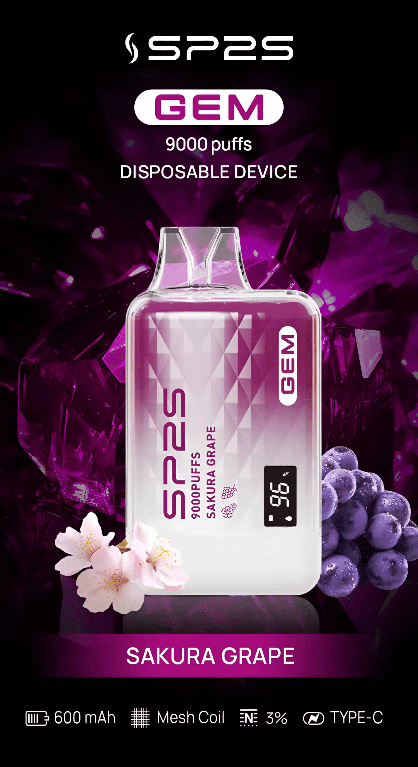 SP2S GEM 9000 PUFFS 拋棄式電子煙