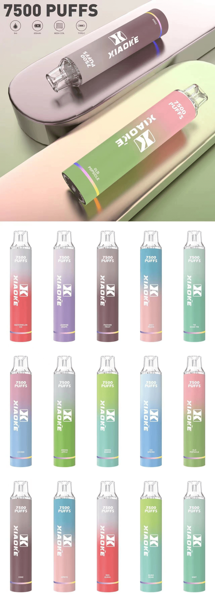 XIAOKE 7500 PUFFS 梟客棄式抛電子煙